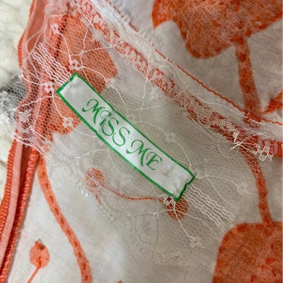 Miss Me embroidered cotton floral halter top, S, cottagecore sequins, RARE! - Picture 6 of 7